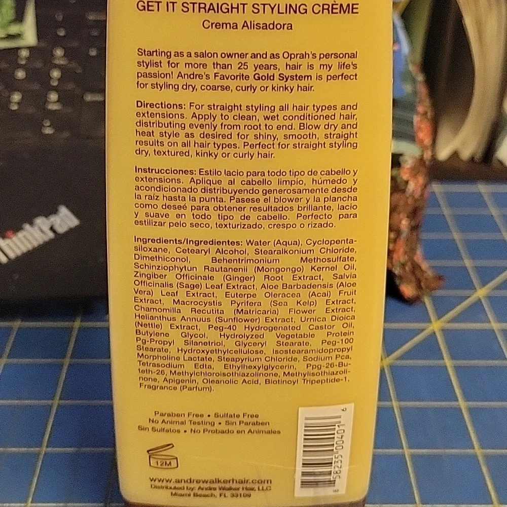 Andre Walker Hair Styling Creme The Gold System 250ml New